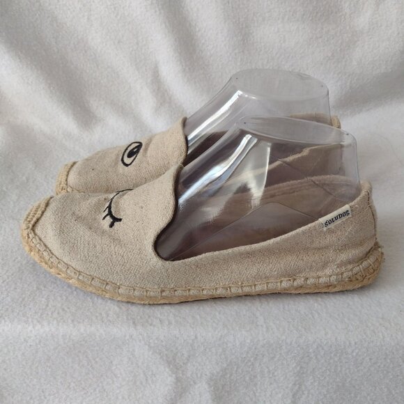 Soludos Wink Canvas Espadrilles 7 Cute Jason Polan Natural Jute Slip Ons - Picture 6 of 12